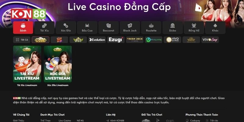 Kho game live casino GO88 