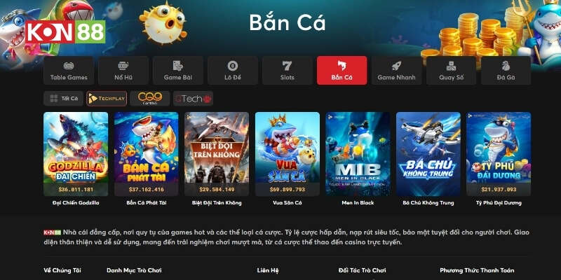 Sảnh game bắn cá TechPlay