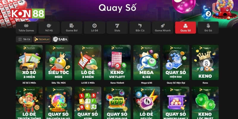 Sảnh game quay số TechPlay